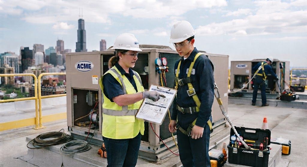 HVAC rooftop installation permit safety checklist