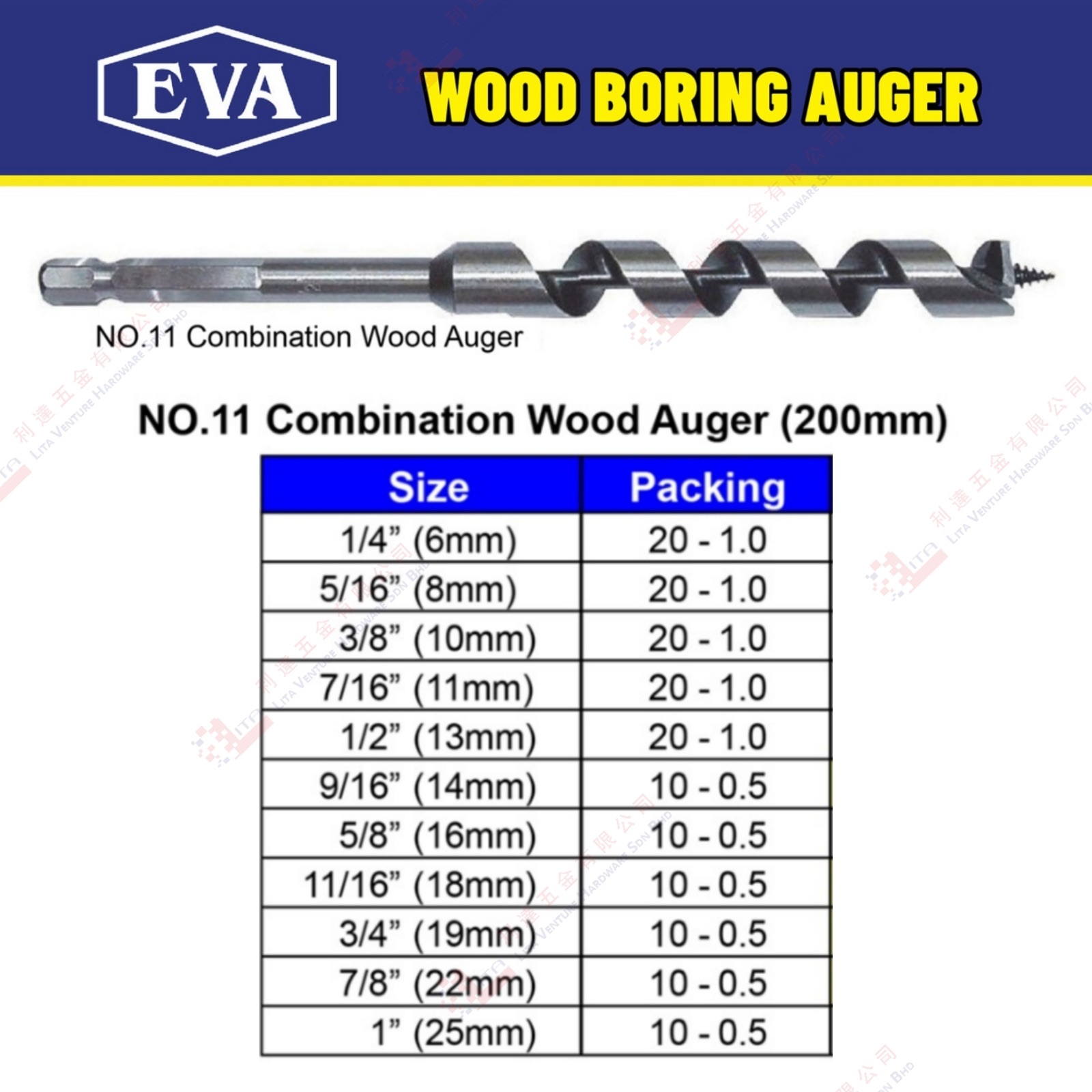 EVA BRAND NO.11 COMBINATION WOOD AUGER