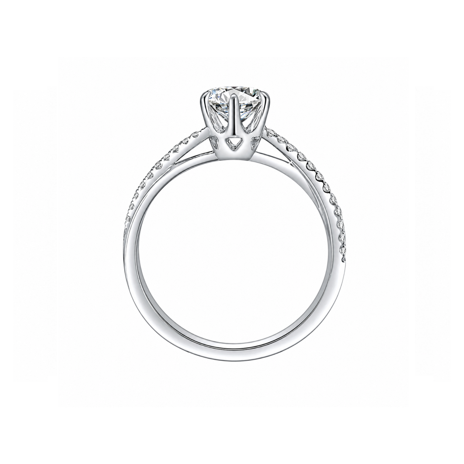 Roman & Co庐 Eloria Grace Split Pav茅 Solitaire Ring