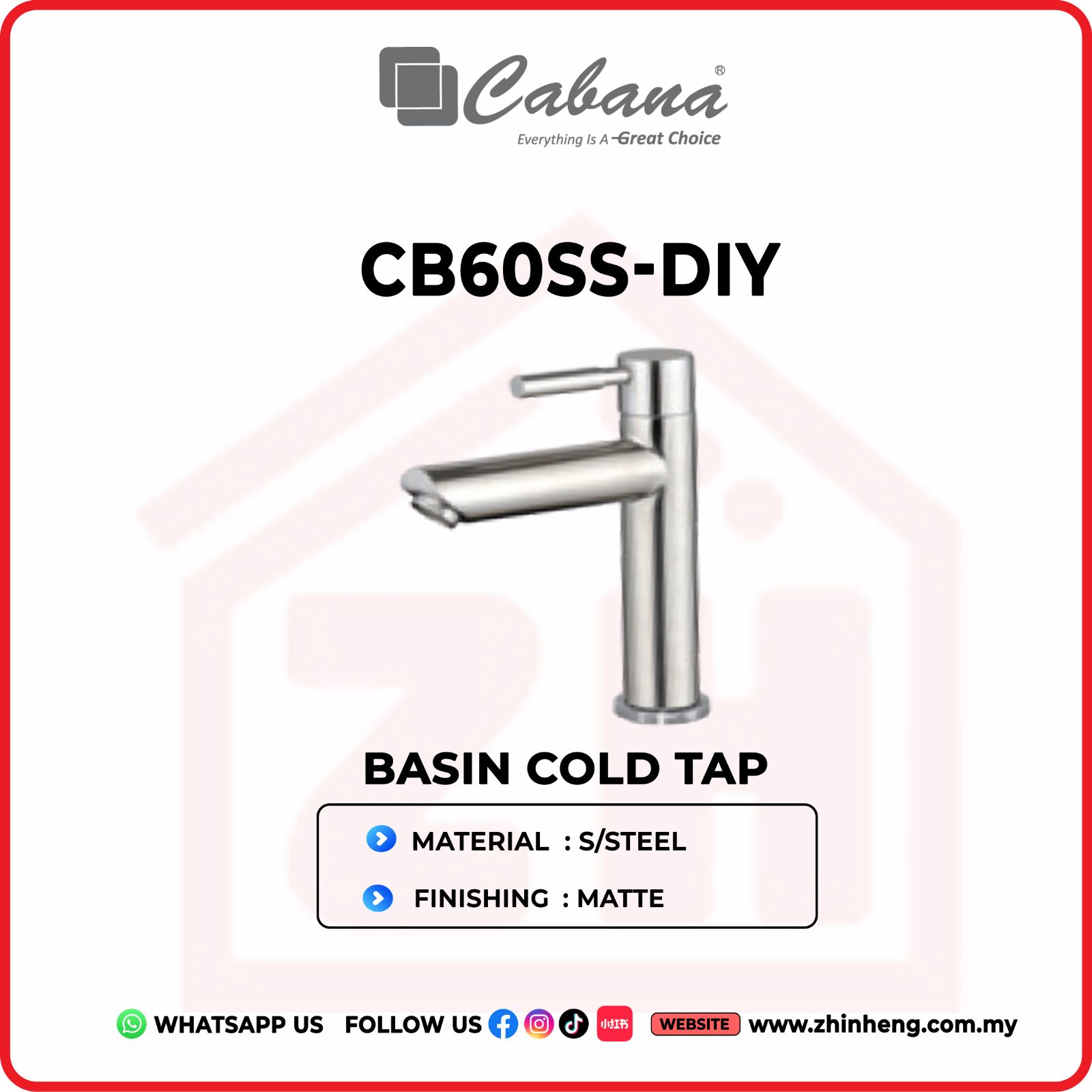 CABANA BASIN COLD TAP CB60SS