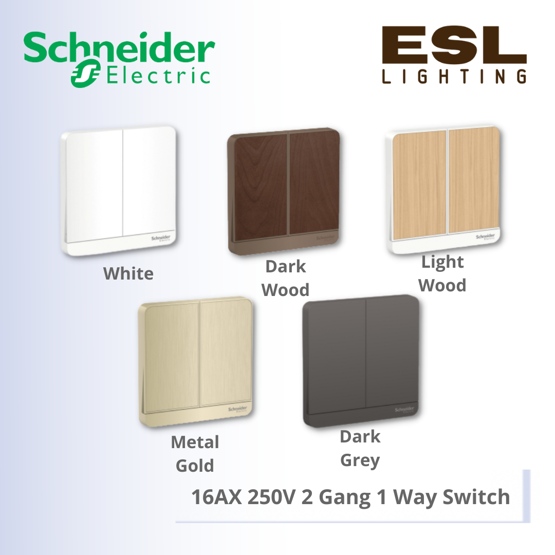 SCHNEIDER AvatarOn 16AX 250V 2 Gang 1 Way Switch - E8332L1_WE_G11 E8332L1_WD_G11 E8332L1_LW_G11 E8332L1_GH_G11 E8332L1_DG_G11