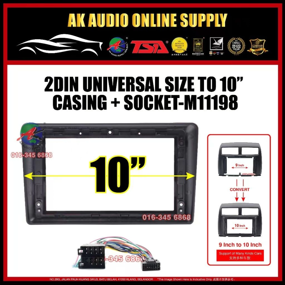 7” inch 2Din Universal Size Conver to Android 10" inch Casing + Socket -M11198