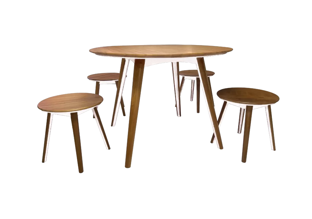 uniO Table NM & White & 4 uniO Stools