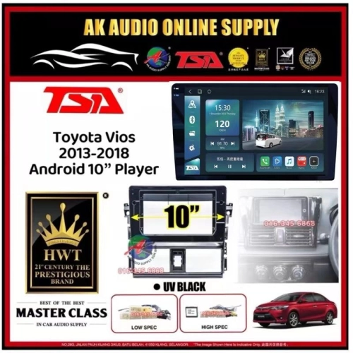 🆕1K Screen 2+32GB 4G 8-CORE🆕TSA Toyota Vios 2013 2014 - 2018 Android 10'' inch CarPlay/DSP/BLU-RAY Car Player - AK Audio Supply Sdn Bhd