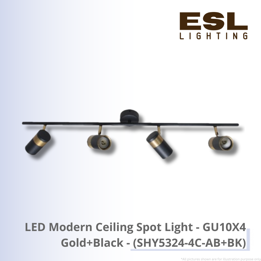 LED Modern Ceiling Spot Light GU10X4 - SHY5324-4C-AB+BK