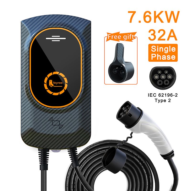 Feyree Wallbox EV Charger 7.6kW - Black (Plug and Charge) Type 2 Home AC Charger compatible with all EVs (Free Testing at VEO Cyberjaya)