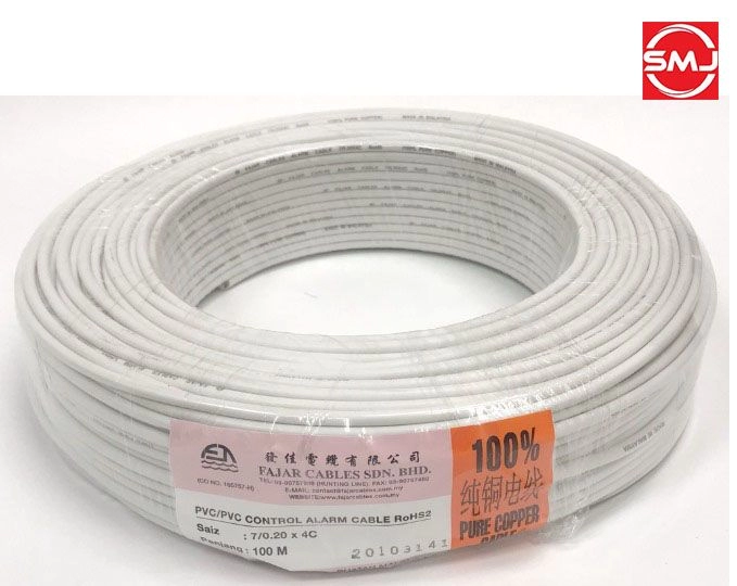 Fajar 7/0.20 x 4 Core PVC/PVC Control Alarm Cable (100m)