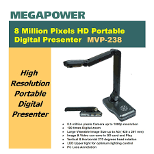 MEGAPOWER VISUALIZER MVP-238 HIGH RESOLUTION DIGITAL VISUAL PRESENTER- 8M up to 1080p resolution- 100x Digital Zoom-,A3 (420 x 297 mm),Vert. & Hori - LED  lighting control- HDMI & VGA output