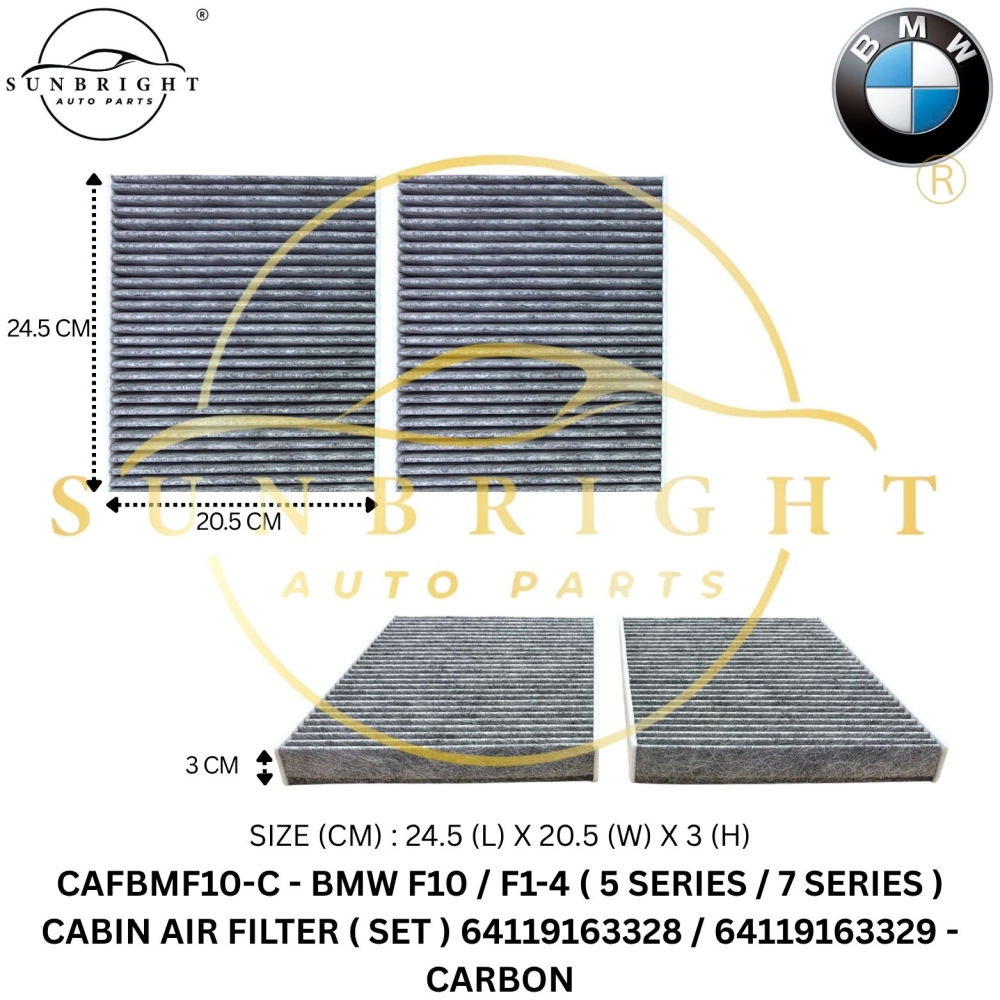 CAFBMF10-C - BMW F10 / F1-4 ( 5 SERIES / 7 SERIES ) CABIN AIR FILTER ( SET ) 64119163328 / 64119163329 - CARBON