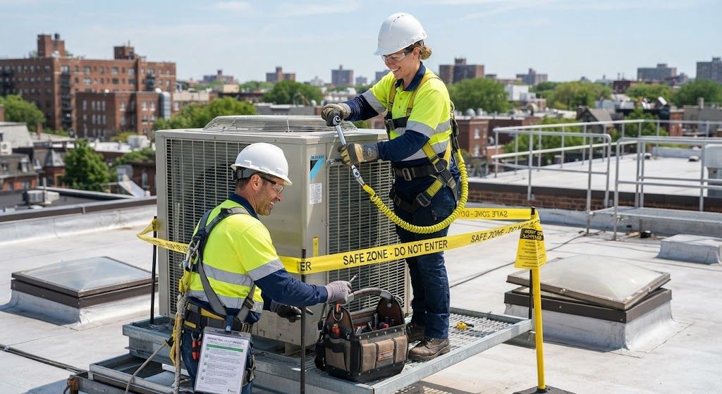 safe tool handling for aircon rooftop installation