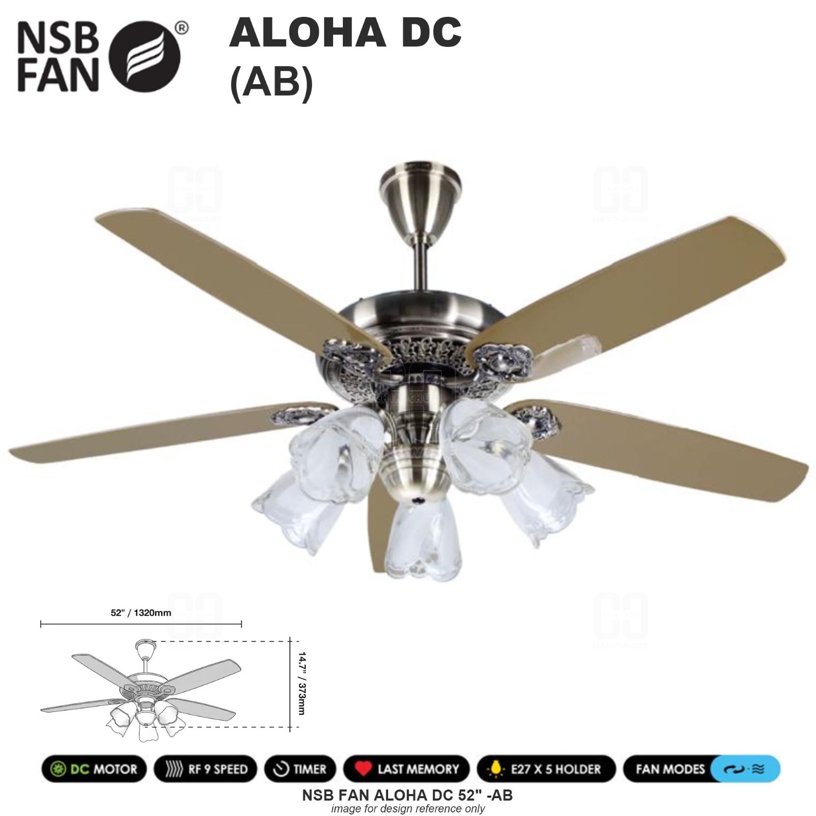 NSB FAN ALOHA DC 52" AB