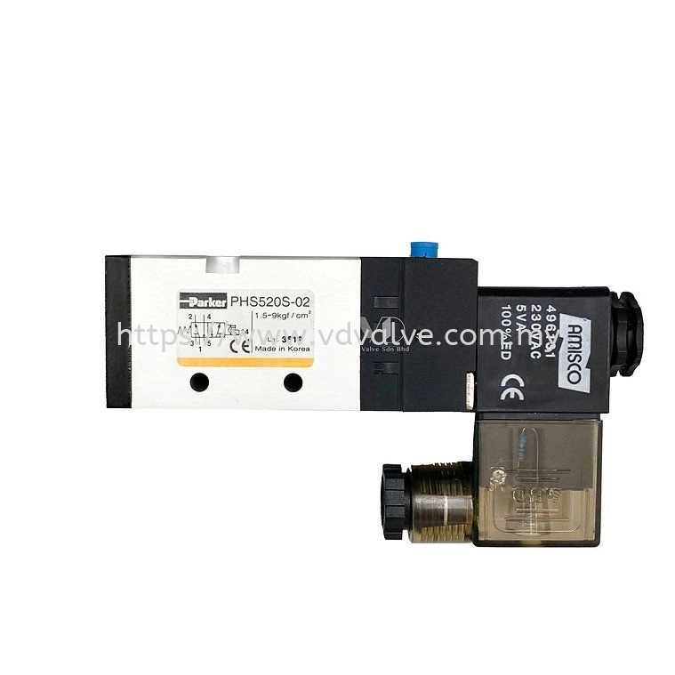 PARKER PHS520S-02 5/2-Way Solenoid Valve 1/4''