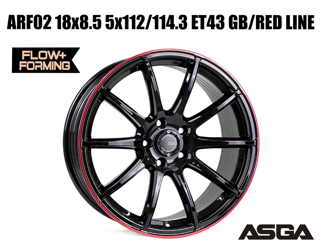 ARF02 18x8.5 5x112/114.3 ET43 GB/RED LINE