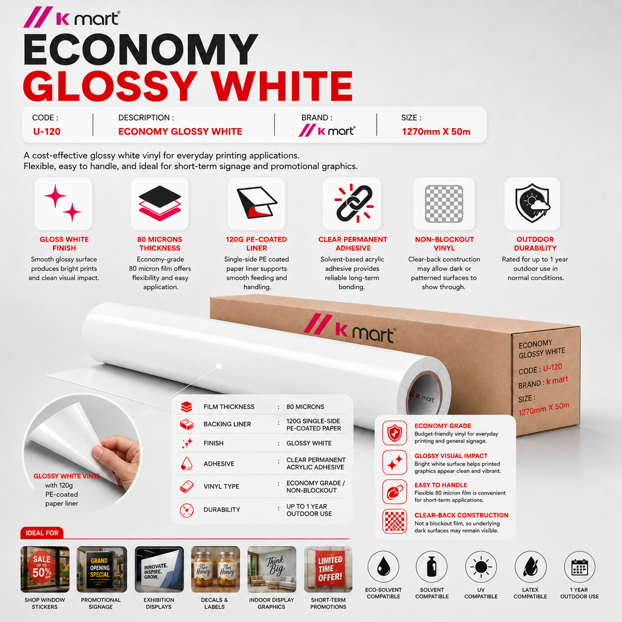 [ U-120 ] Economy Glossy White