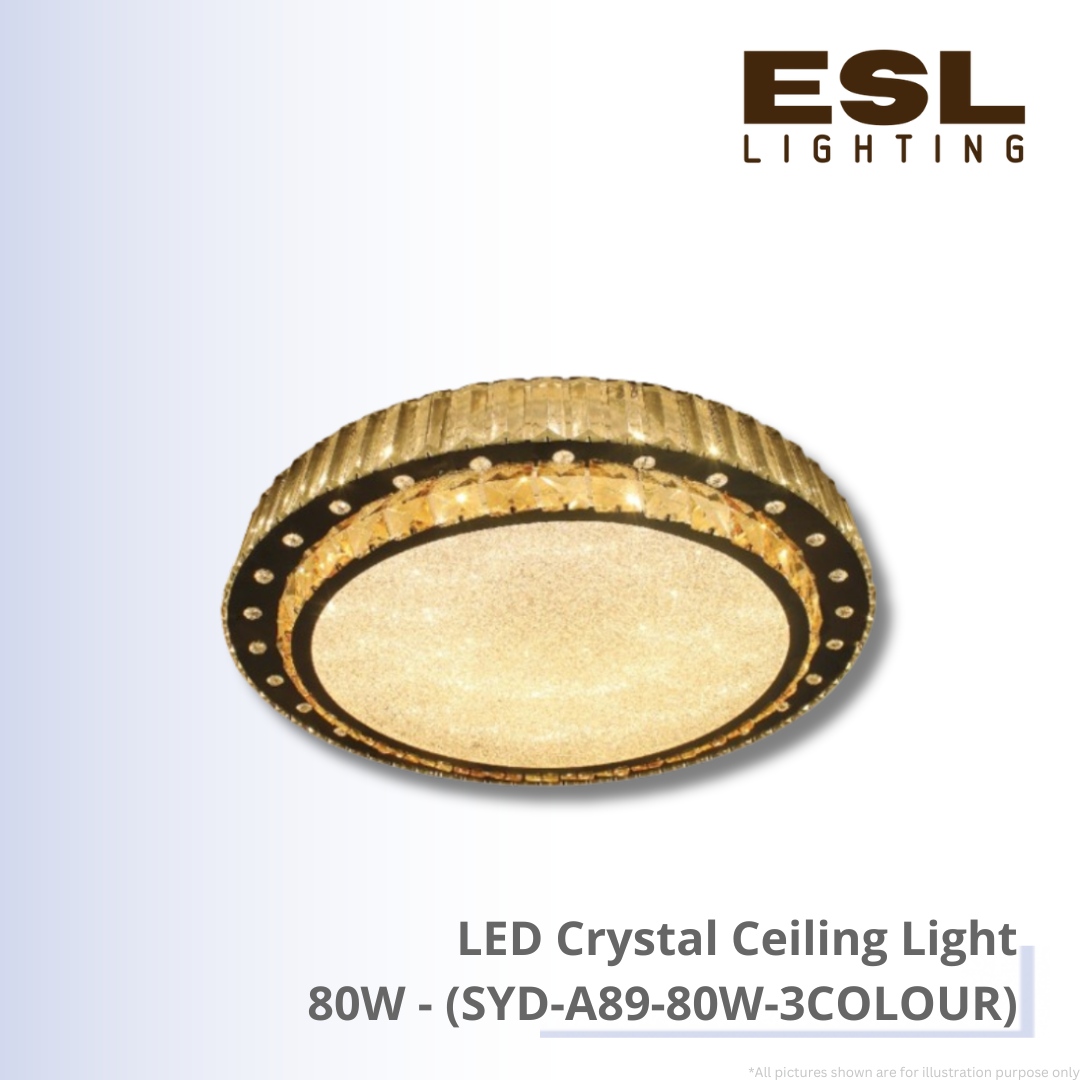 LED Crystal Ceiling Light 80W - SYD-A89-80W-3COLOUR