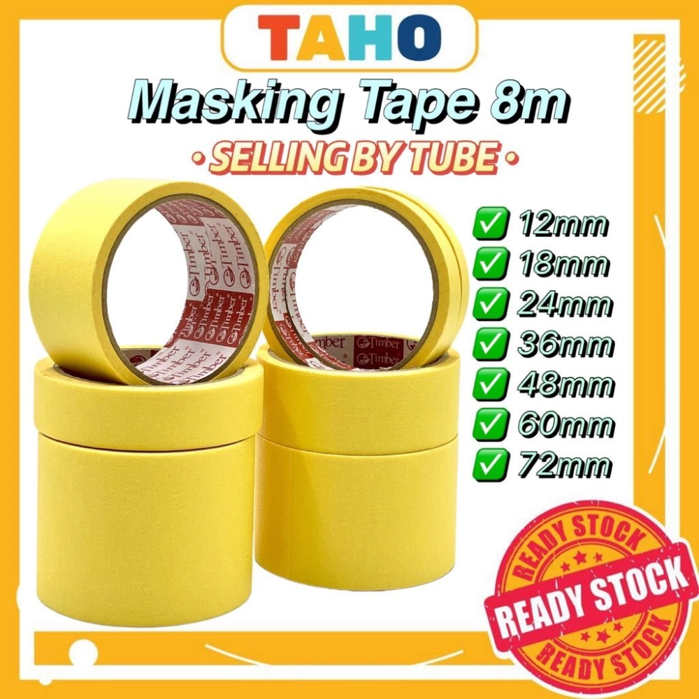 Masking Tape Yellow 12mm - 72mm _8M / SELLING BY TUBE