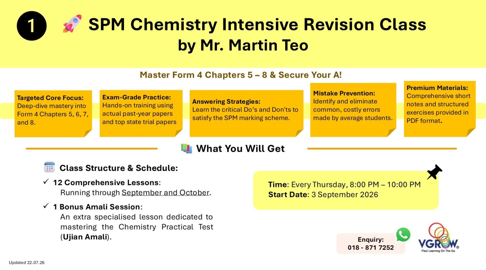 SPM Chemistry Intensive Revision Class 2026
