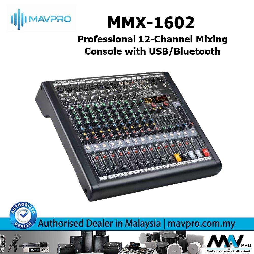 MAVPRO MMX-1602 12-channel Mixing Console with USB/Bluetooth