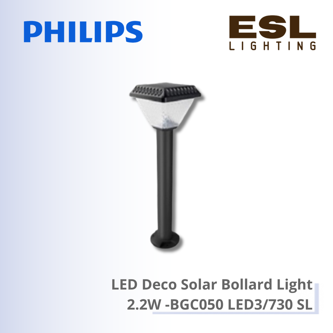 Philips LED Deco Solar Bollard Light 2.2W - BGC050 LED3/730 SL IP65