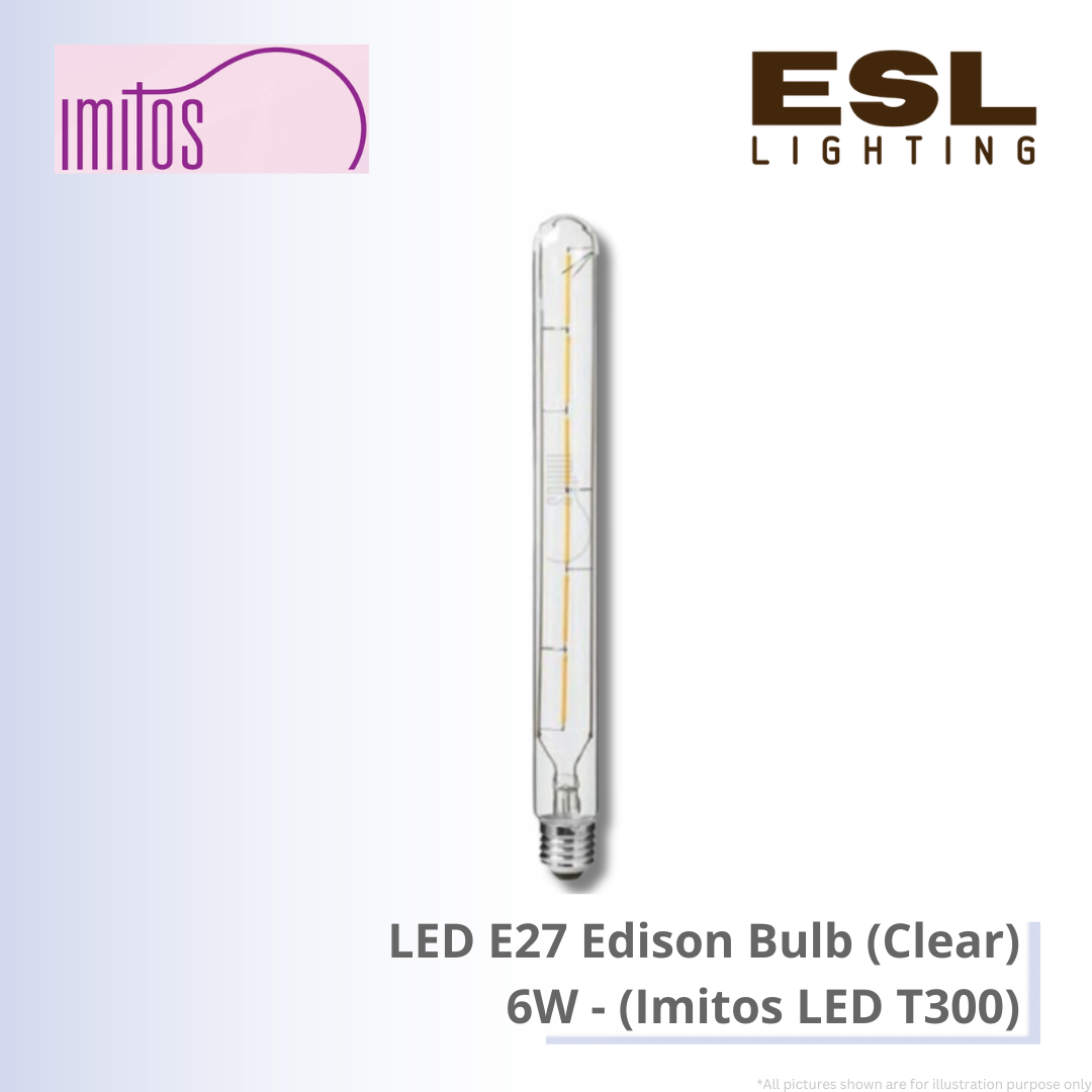 IMITOS LED E27 Edison Bulb (Clear) 6W - Imitos LED T300