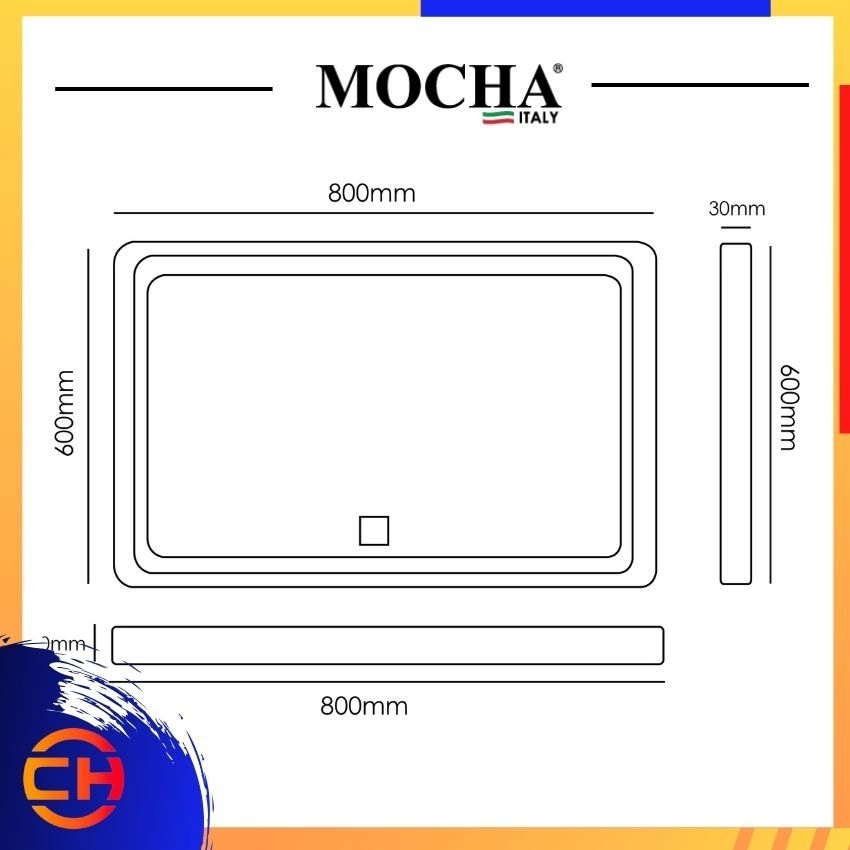 MOCHA MLM4006-AC Black Frame LED Illuminated Mirror (Touch Sensor)