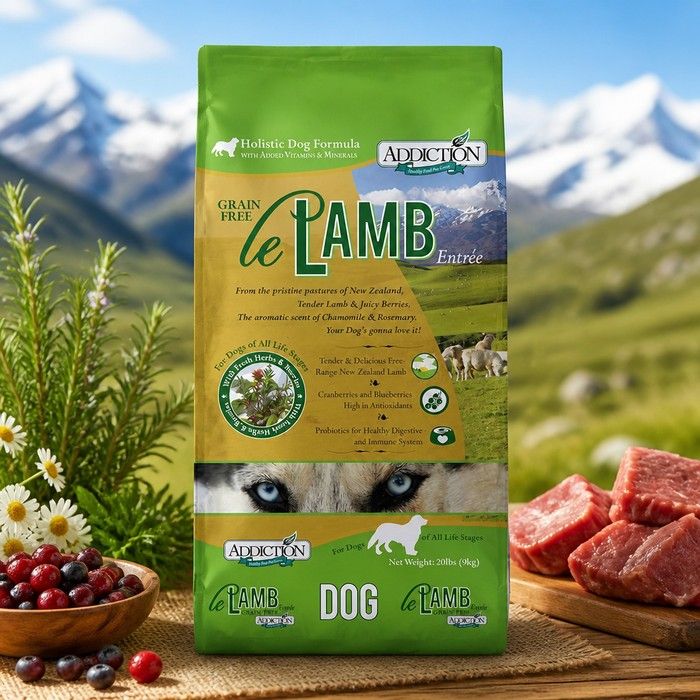 Addiction Le Lamb Grain Free Dog Food 9KG – Free-Range New Zealand Lamb with Probiotics