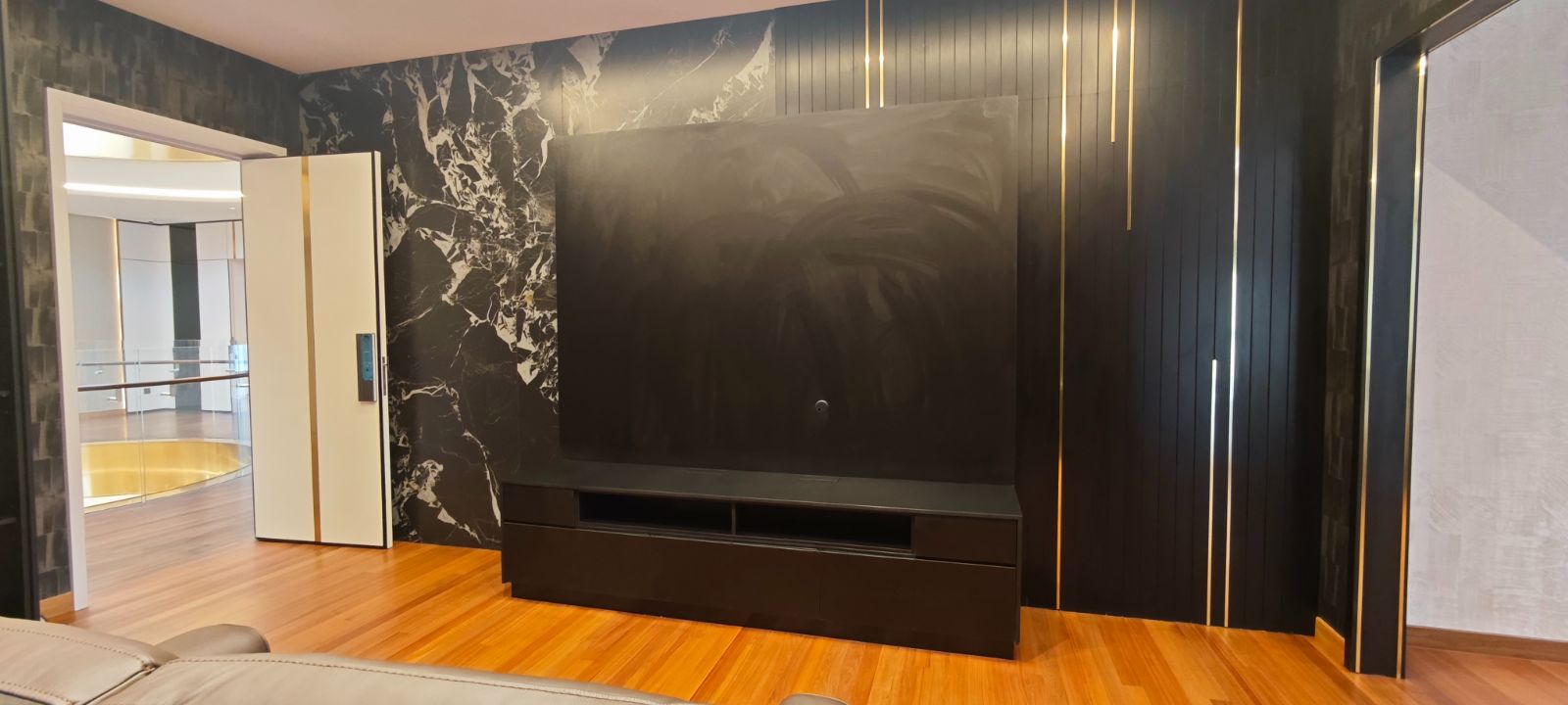 Custom Made Dark Color TV Cabinet & Wall Panel in Kuala Lumpur