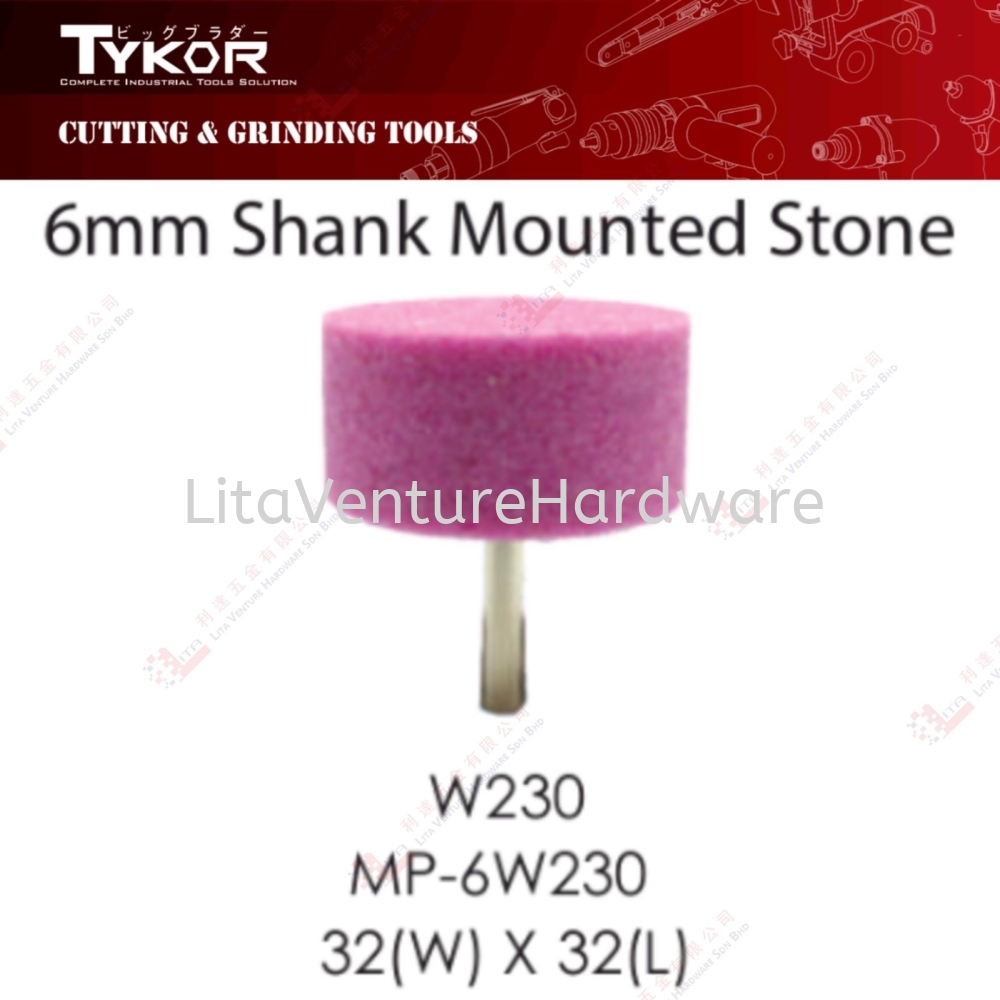TYKOR BRAND 6MM SHANK MOUNTED STONE - W230 MP6W230 32WX32L