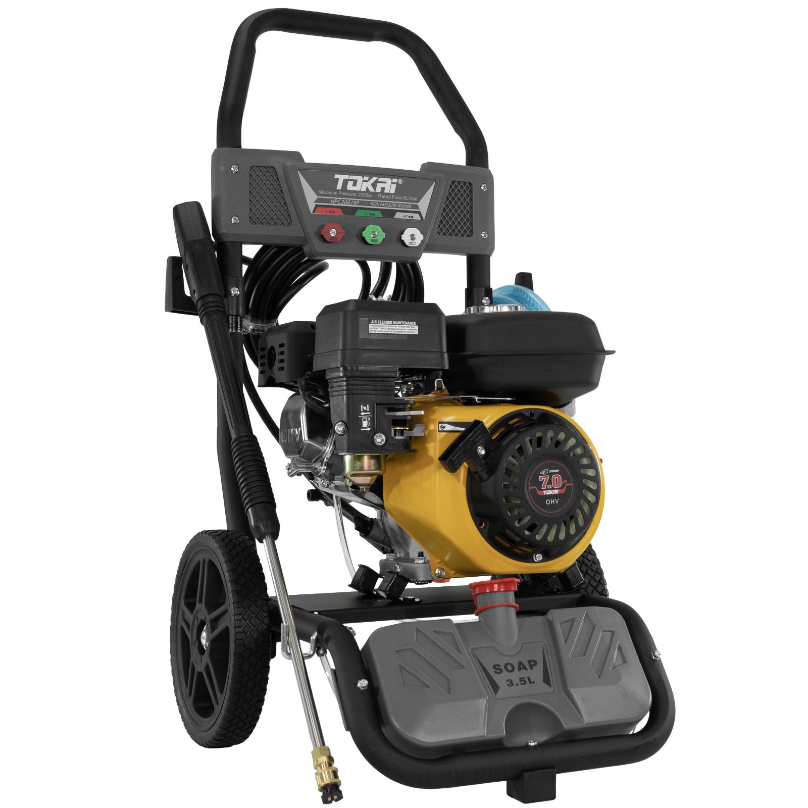 TOKAI HIGH PRESSURE CLEANER HPC 200 BAR, 9LPM, 7HP, SOAP DISH)