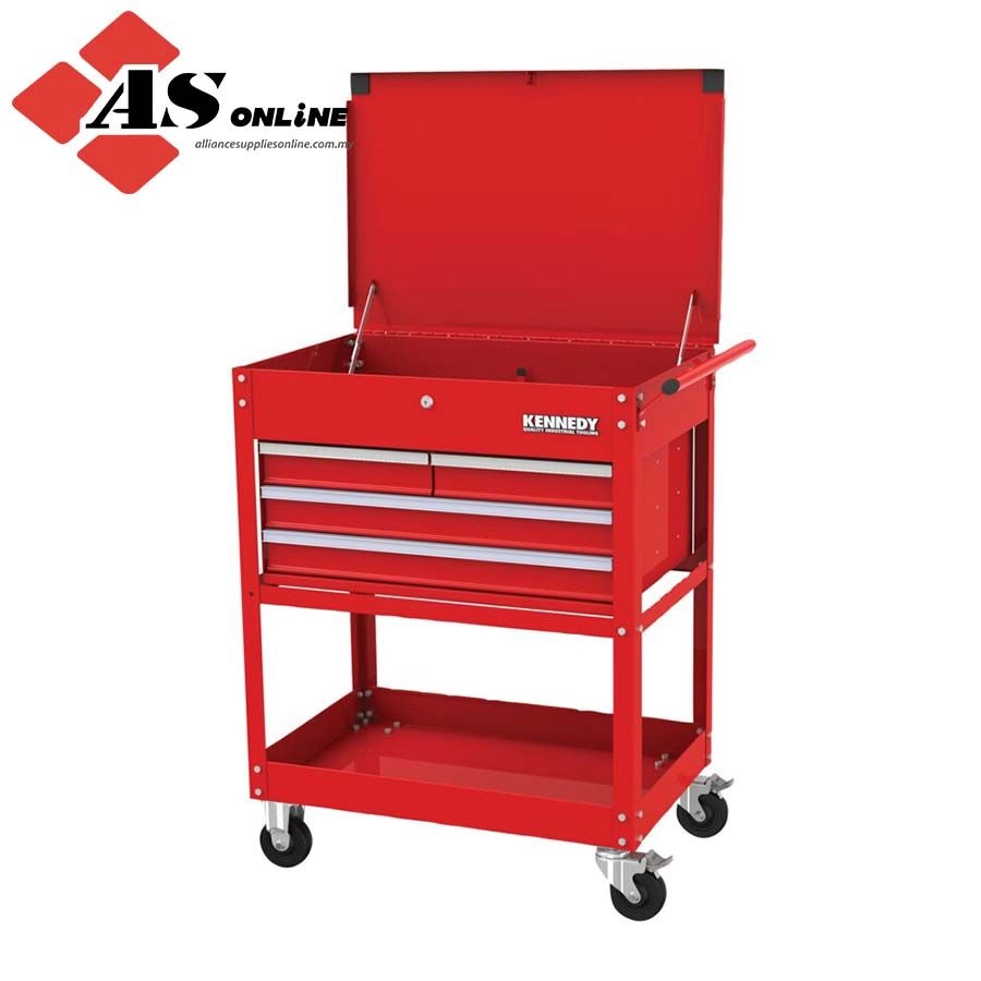 KENNEDY Service Cart, Classic Red, Red, Steel, 4-Drawers, 549 x 838 x 569mm, 280kg Capacity / Model: KEN5942050K