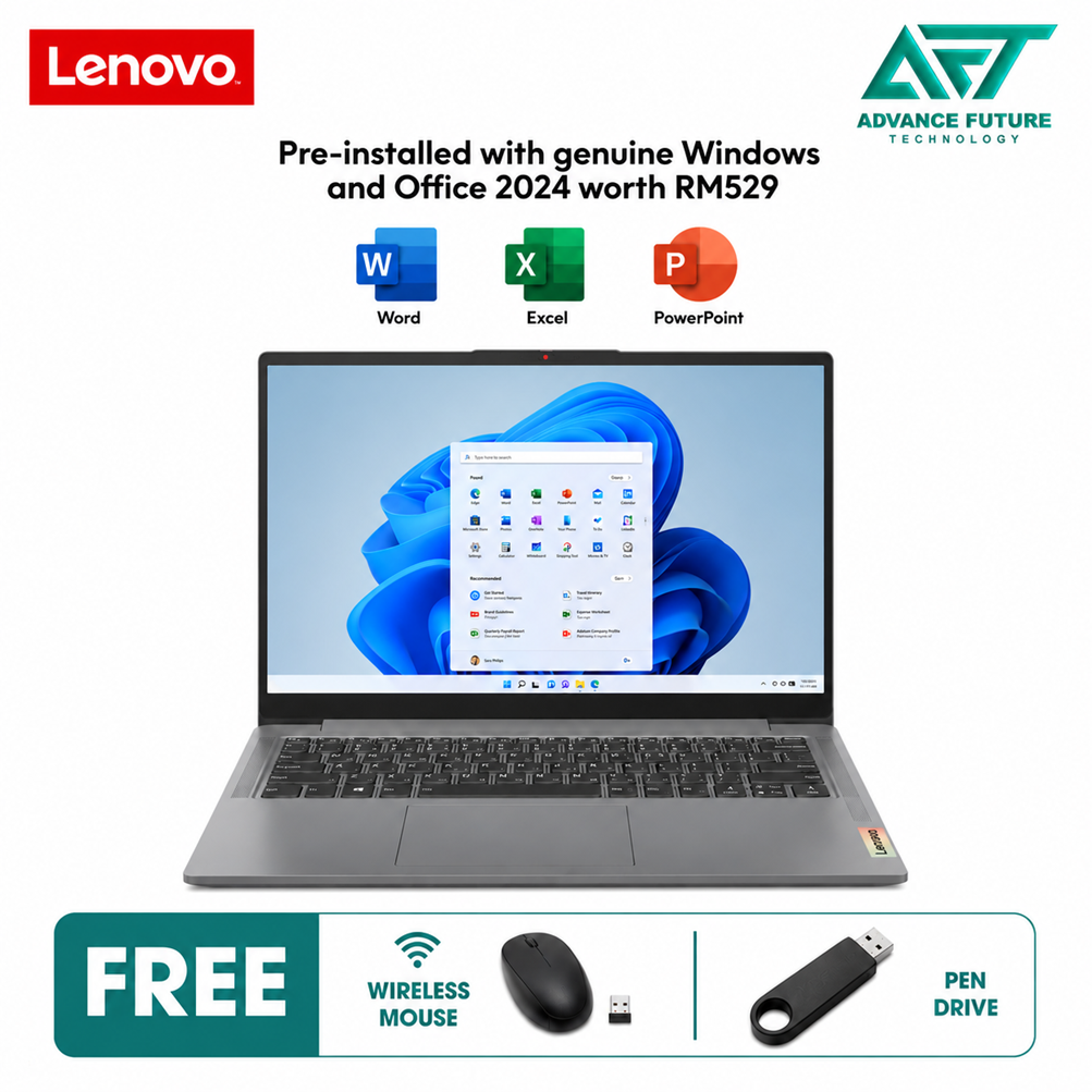Lenovo IdeaPad Slim 3 14AMN8 82XN00EDMJ 14" FHD Laptop Arctic Grey ( AMD Ryzen 5 7520U, 8GB, 256GB SSD, ATI, W11, H&S 2024&M365 )