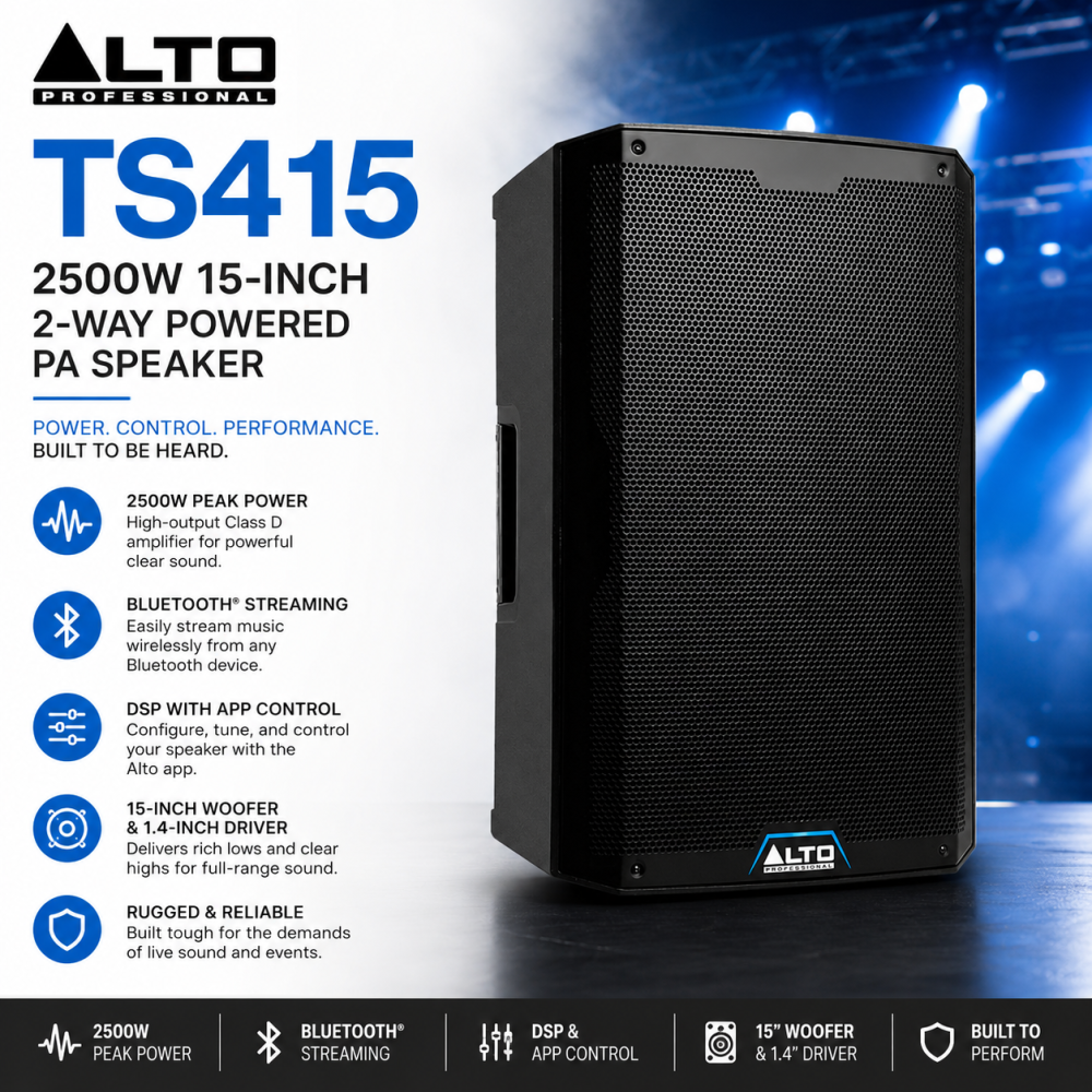 Alto TS415 2500W 15-Inch 2-Way Powered PA Speaker with Bluetooth, DSP & App Control
