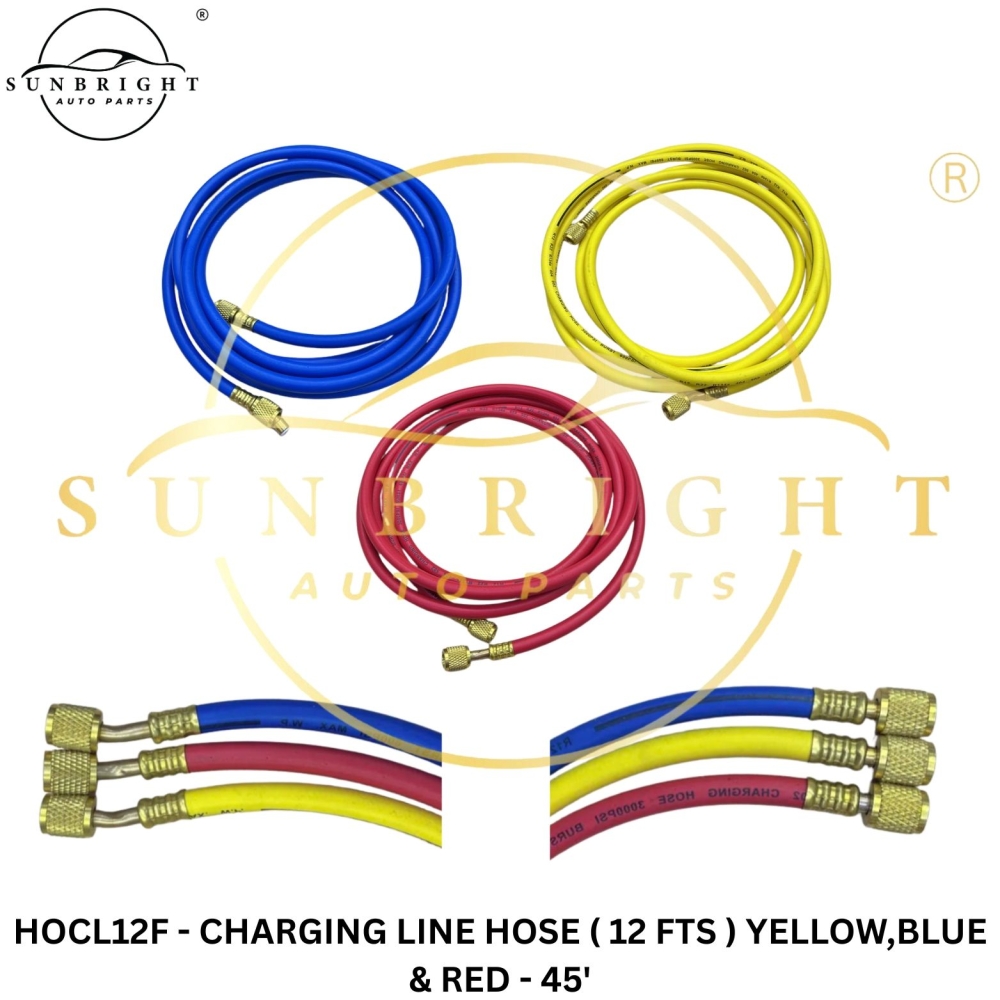 HOCL12F - CHARGING LINE HOSE ( 12 FTS ) YELLOW,BLUE & RED - 45'