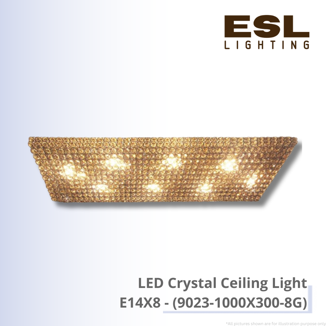 LED Crystal Ceiling Light E14X8 - 9023-1000X300-8G