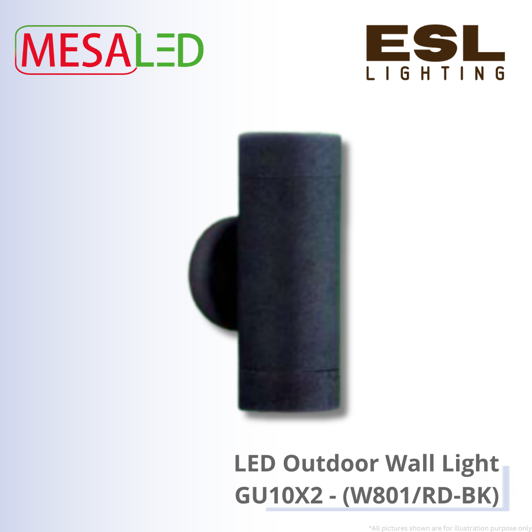 MESALED LED Outdoor Wall Light GU10X2 - W801/RD-BK IP65