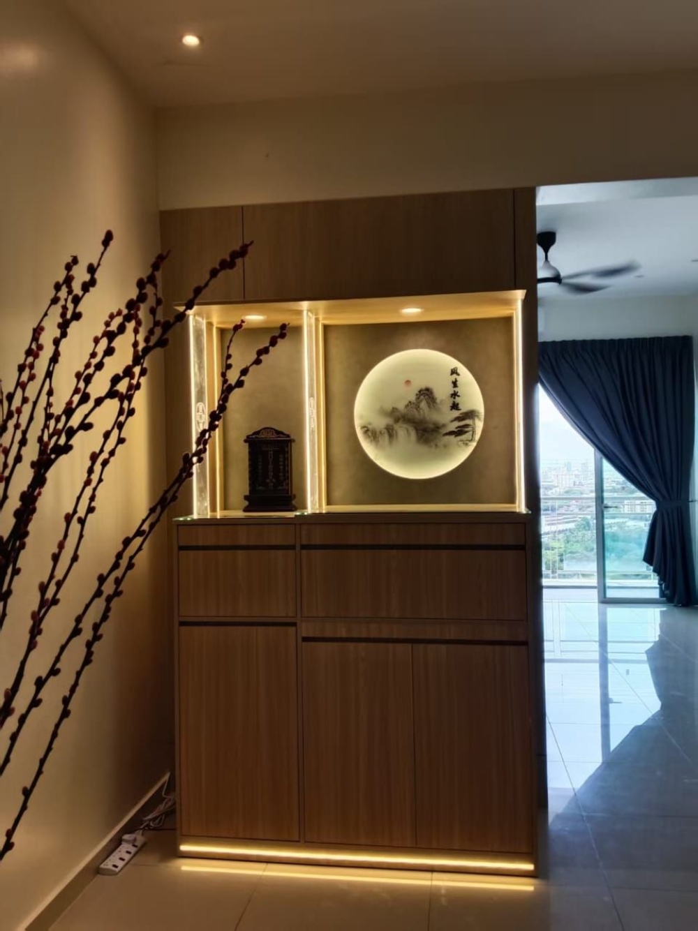 Modern Buddhist Prayer Altar Cabinet Malaysia | Contemporary Home Worship Table with LED Lighting | Modern Chinese Buddhist Altar Cabinet with LED Lighting and Storage for Condo & Home | Deliver Penang, KL – Cheras, Puchong, Georgetown, Tanjong Tokong, Ipoh & Sungai Petani