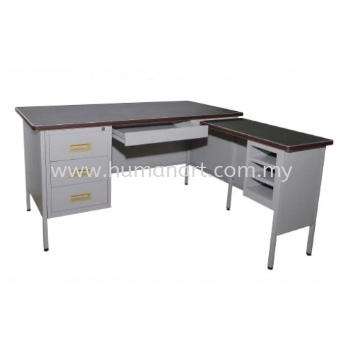 STEEL DOUBLE PEDESTAL DESK WITH SIDE TABLE A 101/LT - shah alam | setia alam | klang