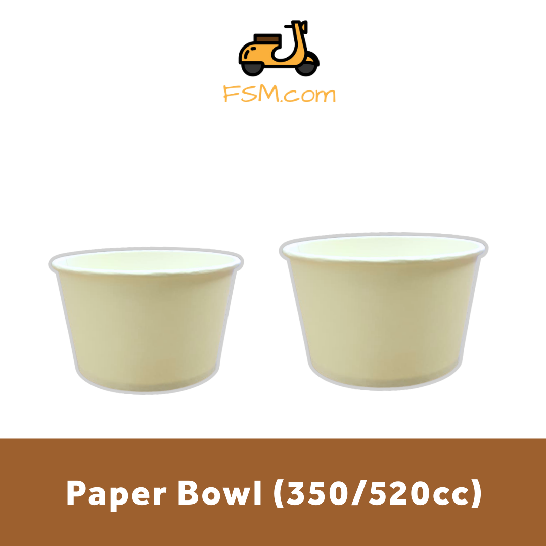 White Paper Bowl 390cc/520cc (Dry/Soup) Diameter 110mm