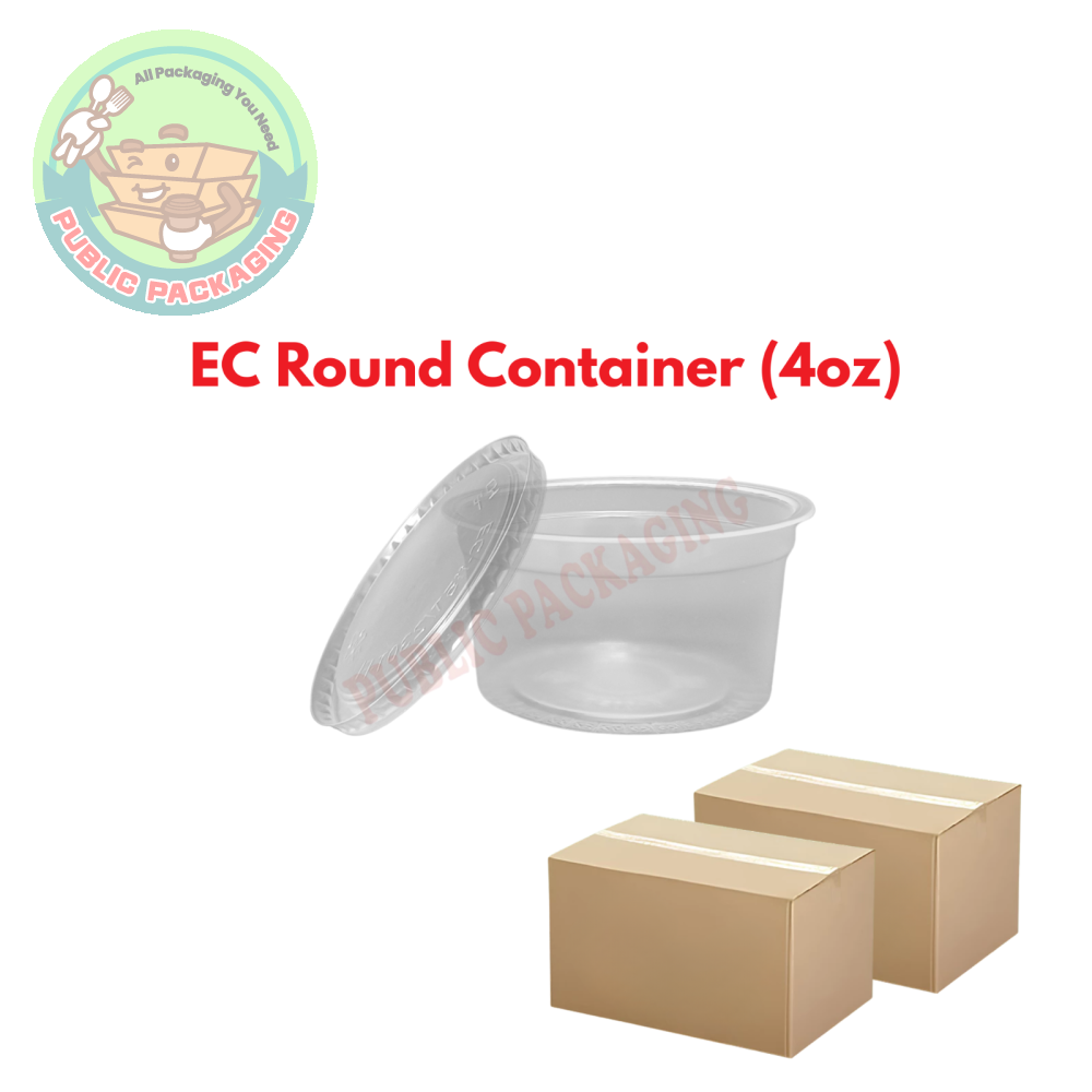 4oz Round Container (100pcs卤) / Disposable Plastic Food Container / Bekas Dadih / Jelly / Jeli