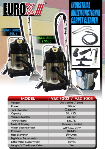 EuroX VAC3002 / VAC3003 Industrial Multi-Function Carpet Cleaner