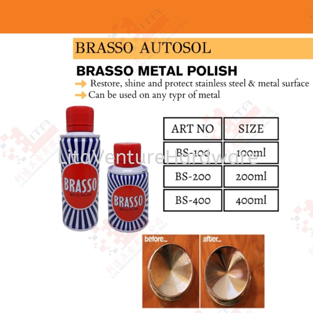 BRASSO BRAND METAL POLISH - BS100 BS200 BS400