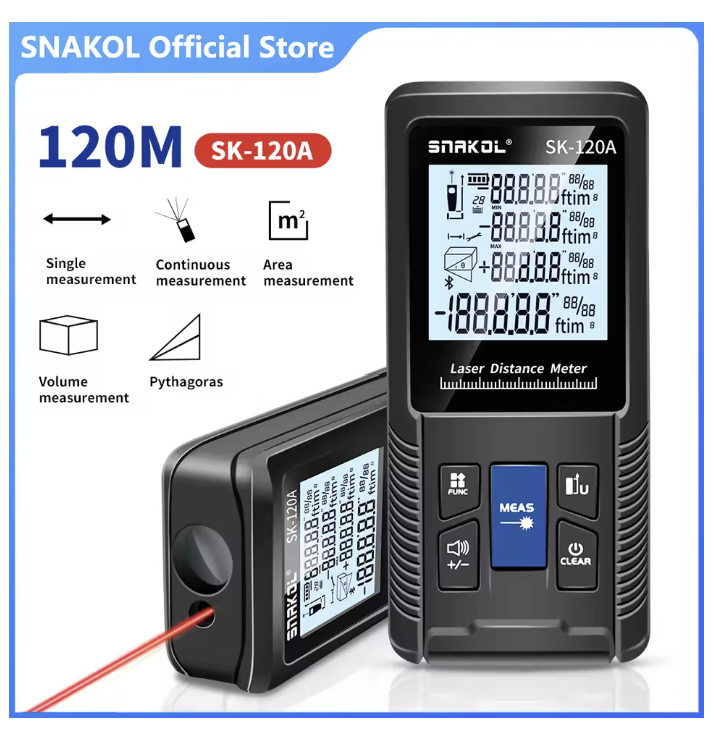 SNAKOL Rangefinder 40m/50m/70m/100m/120m Laser Rangefinder Digital Measuring Tool Ruler Test Tool
