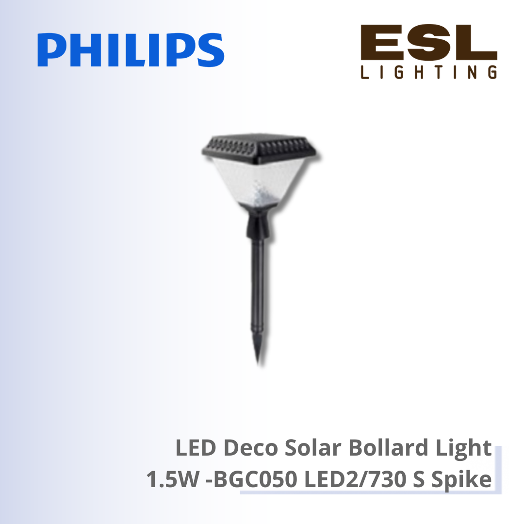 Philips LED Deco Solar Bollard Light 1.5W - BGC050 LED2/730 S Spike IP65