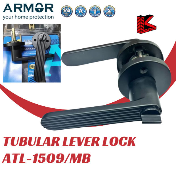 ARMOR ENTRANCE TUBULAR LEVER LOCK ATL-1509/MB WITH KEY