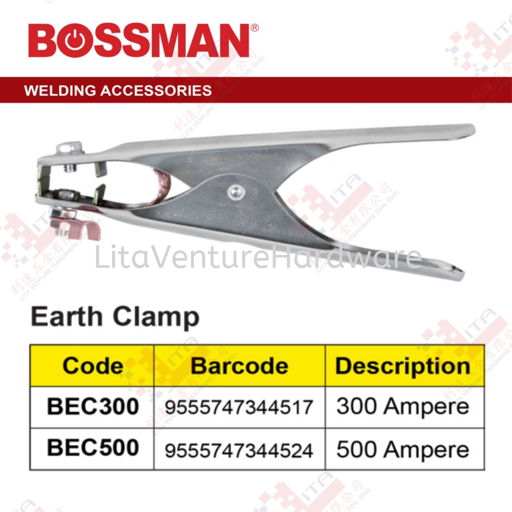 BOSSMAN BRAND EARTH CLAMP - BEC300 BEC500