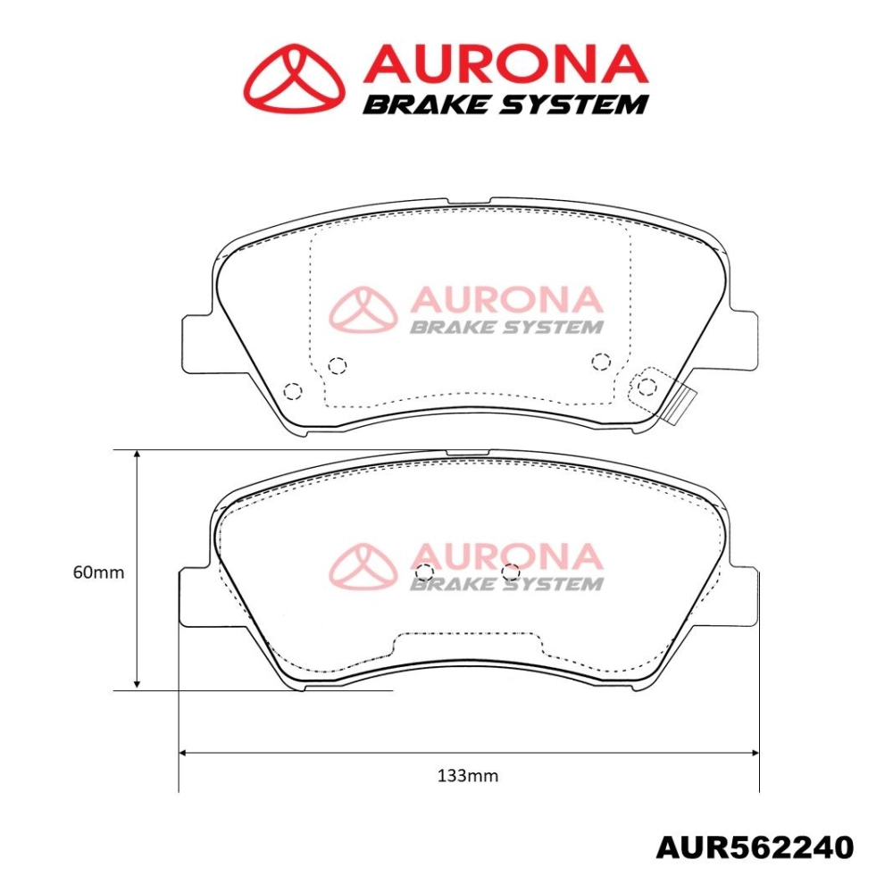 Aurona Brake Pad AUR562240 Front Accent Avante Elantra SantaFe Veloster Cerato Forte Rio Rondo