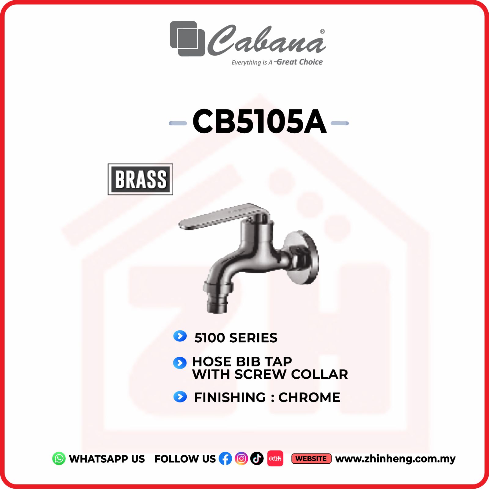CABANA HOSE BIB TAP WITH SCREW COLLAR  CB5105A