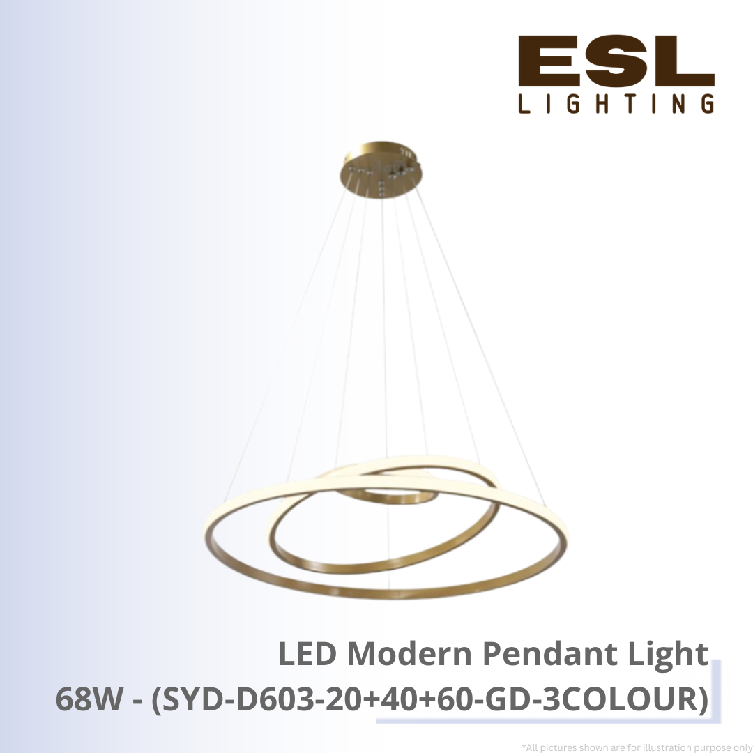LED Modern Pendant Light 68W - SYD-D603-20+40+60-GD-3COLOUR