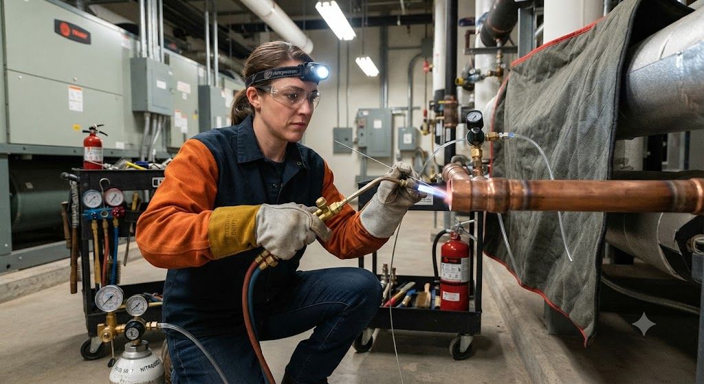 HVAC brazing safe flame control techniques
