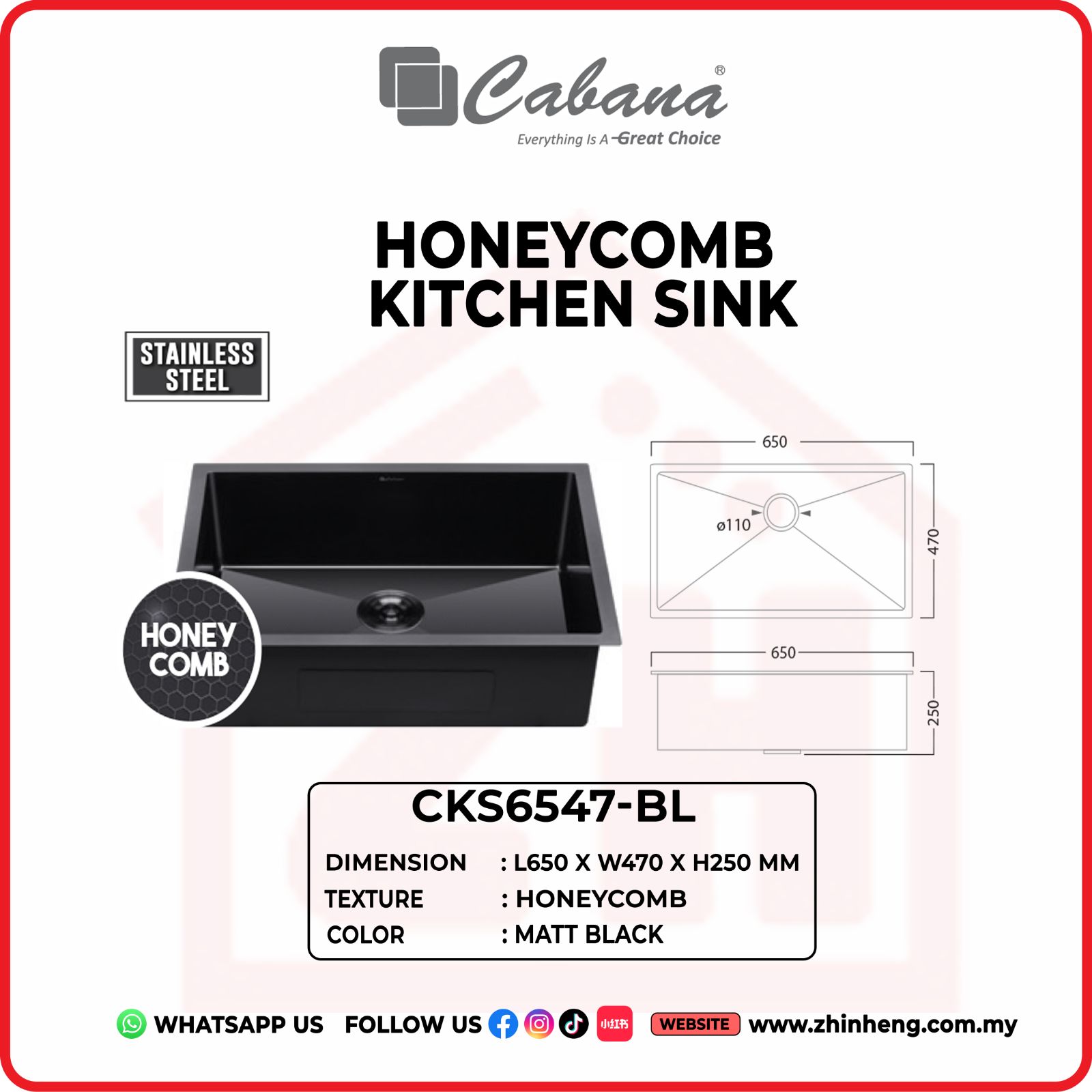 CABANA Kitchen Sink CKS6547-BL
